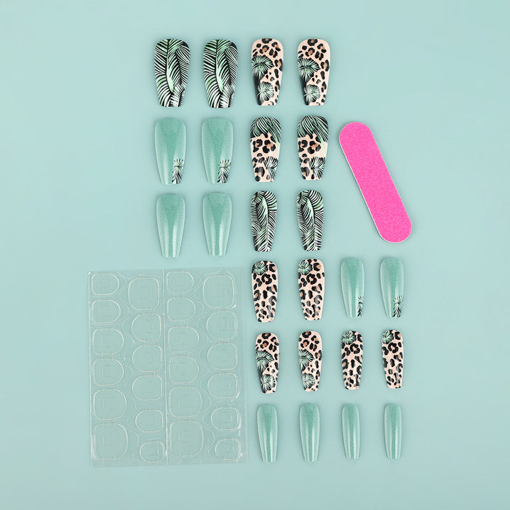 Creative artificial nails with tropical and animal design Stornfield