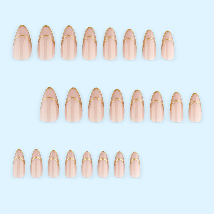 Artificial nails with elegant gold lines Stornfield
