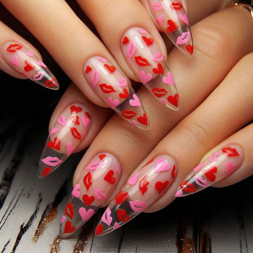Artificial nail tips with heart motifs Stornfield