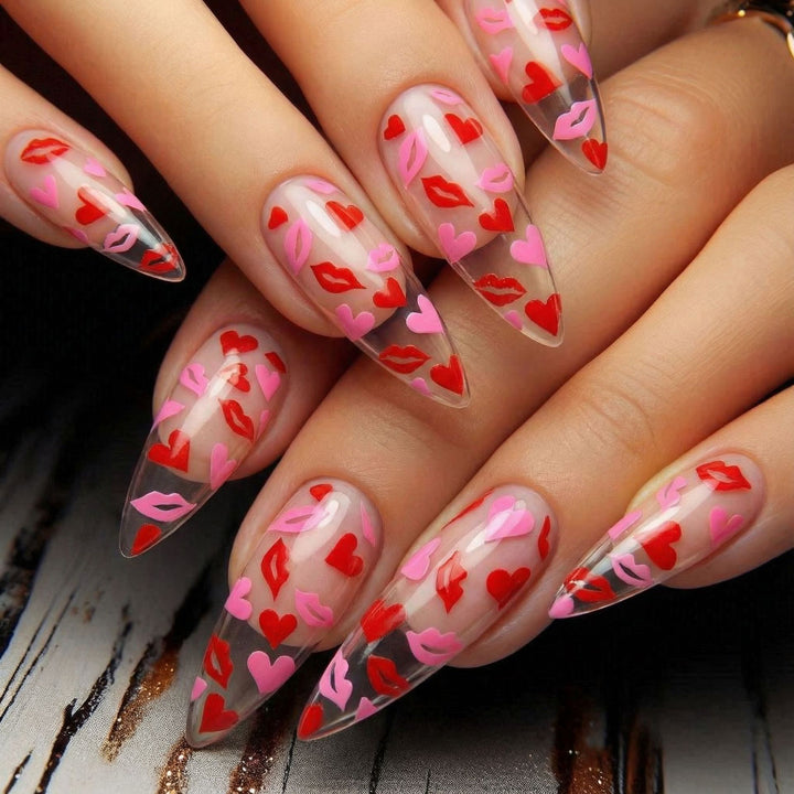 Artificial nail tips with heart motifs Stornfield