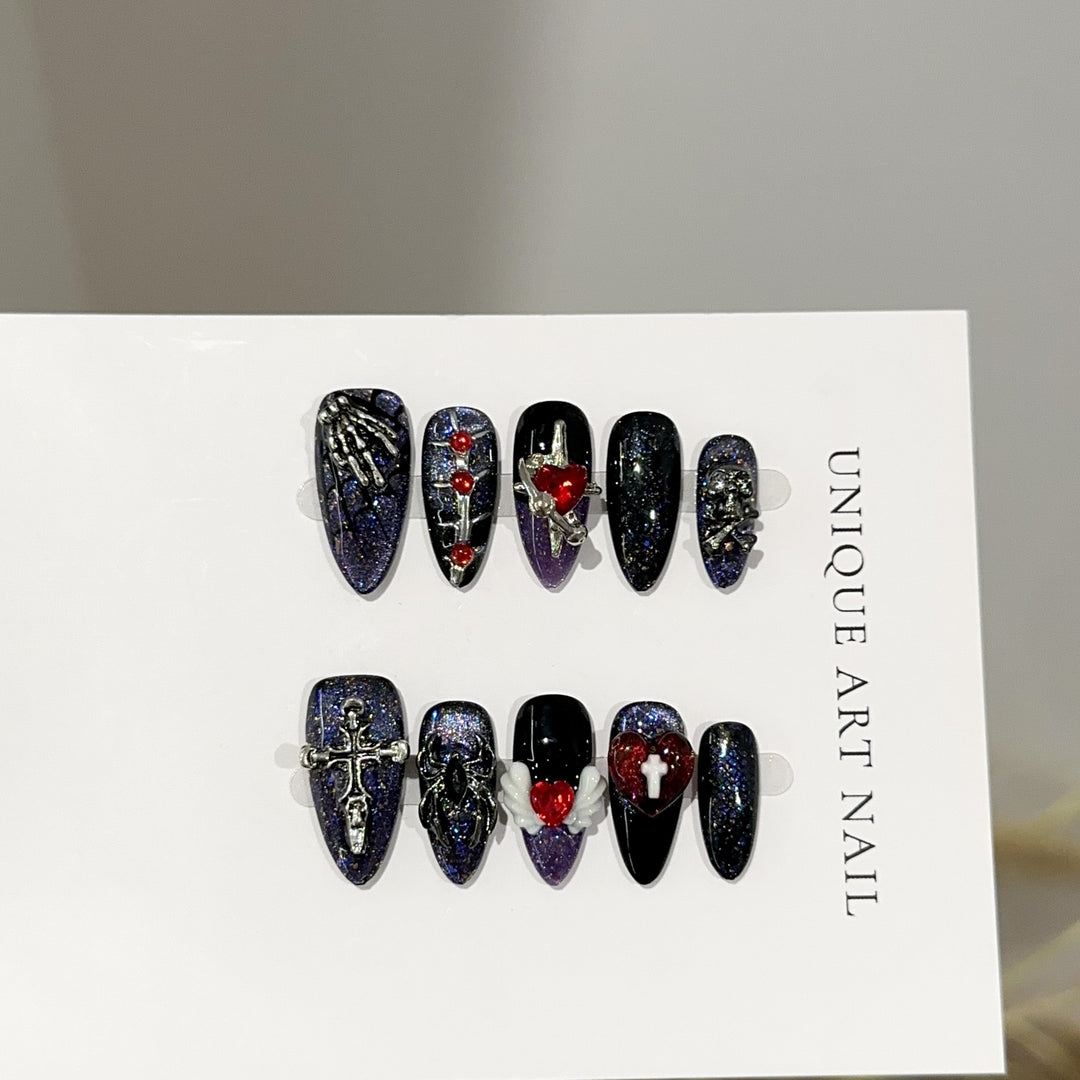 Gothic-Inspired Decorative Press-On Nail Art Set