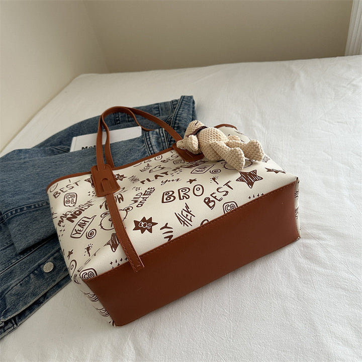 Playful Graphic Print Tote Bag