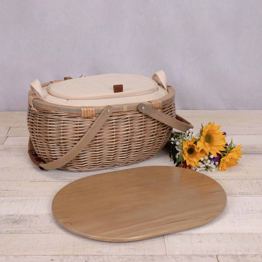 Women’s picnic basket with removable wooden lid and practical carrying handle Stornfield