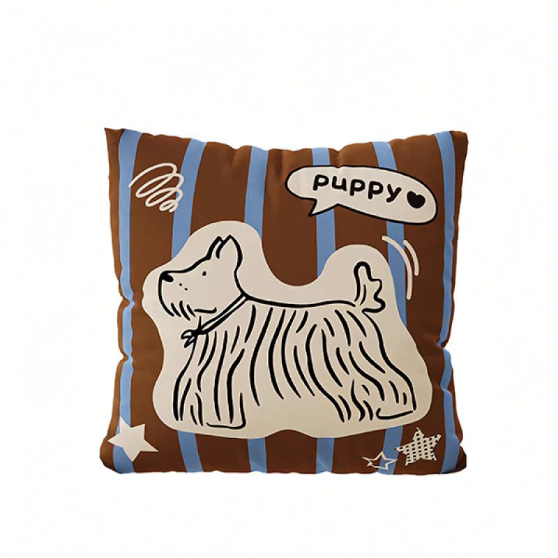 Playful Puppy-Themed Decorative Cushion