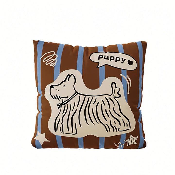Playful Puppy-Themed Decorative Cushion
