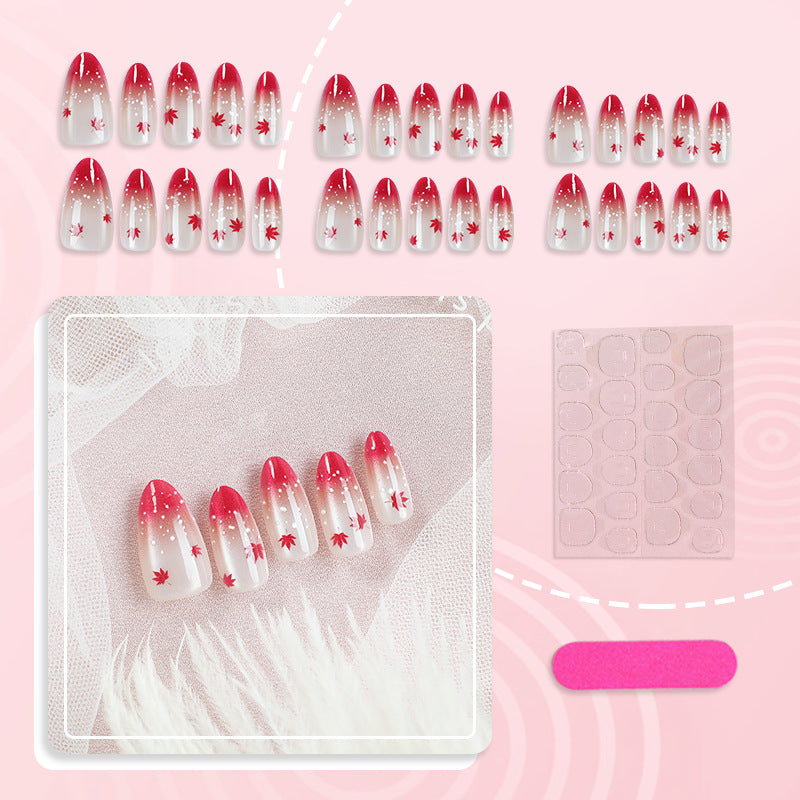 Artistic Ombre Leaf Press-On Nail Set Stornfield
