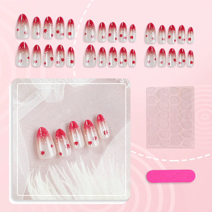 Artistic Ombre Leaf Press-On Nail Set Stornfield