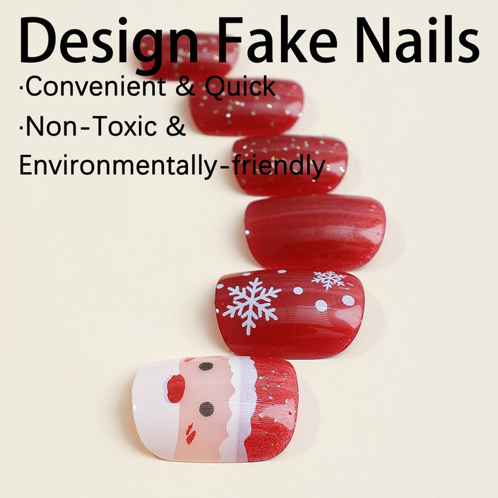 Festive Artificial Nail Set with Christmas Designs Stornfield