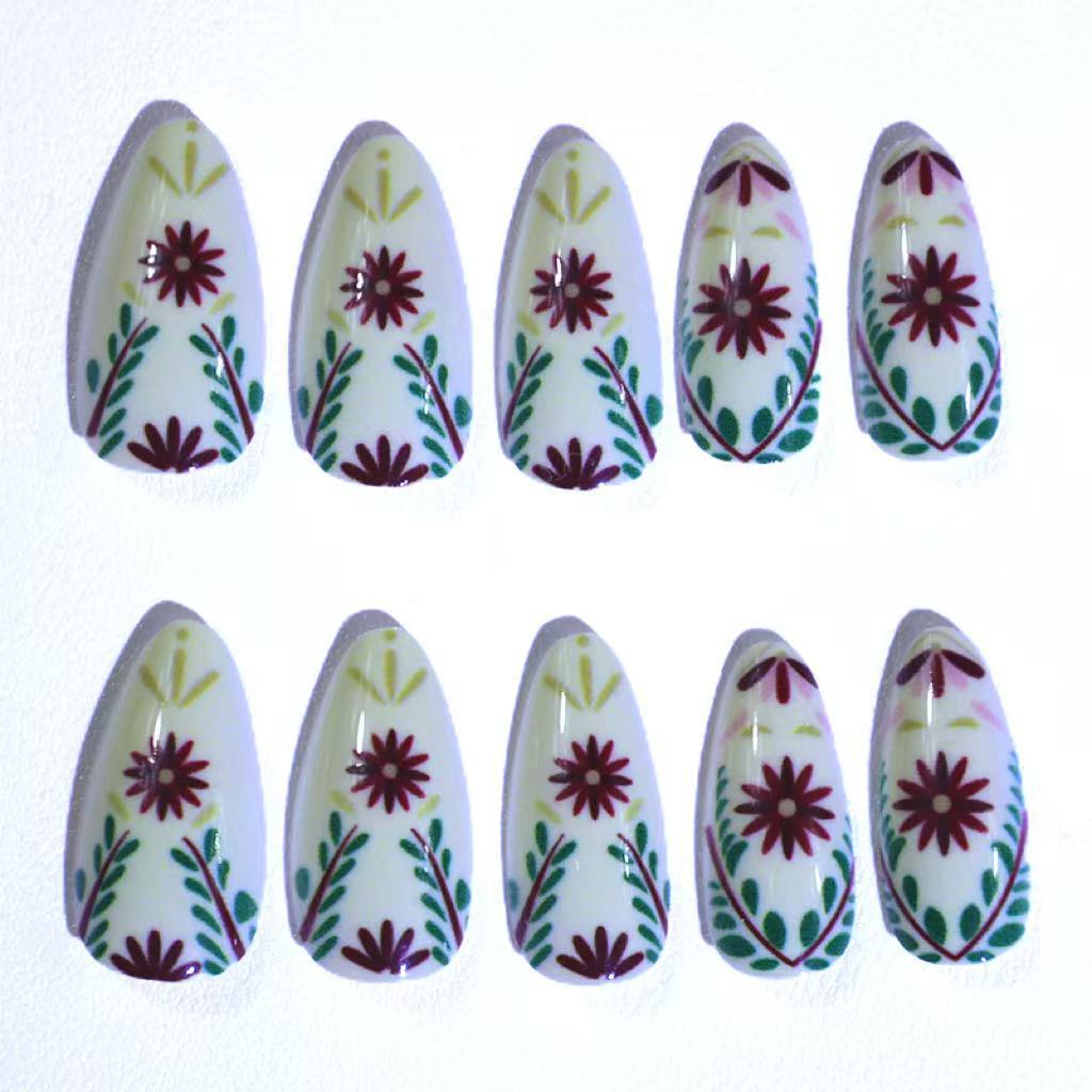 Artistic Floral Design Acrylic Nail Enhancements Stornfield
