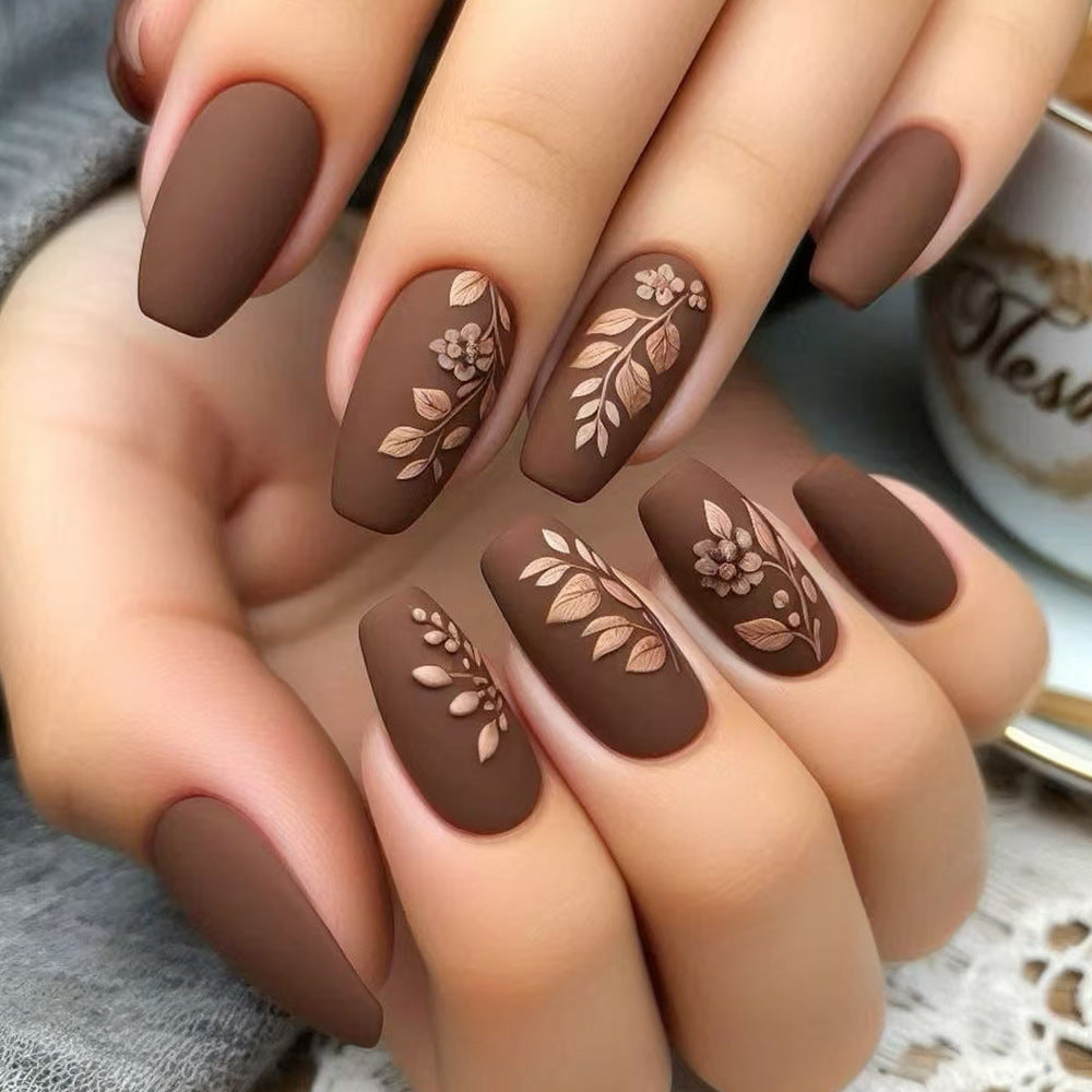 Elegant Floral Matte Press-On Nails Stornfield