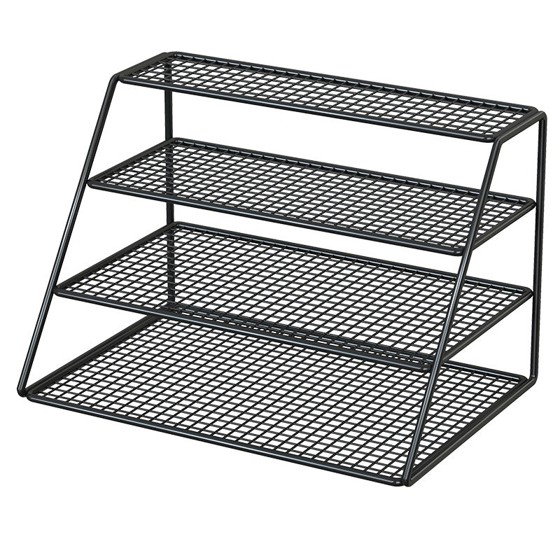 Four-Tier Mesh Desktop Shoe Organizer Rack with Angled Frame
