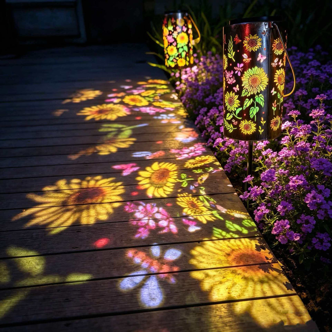 Decorative Solar Garden Stake Lantern With Sunflower Projection Stornfield