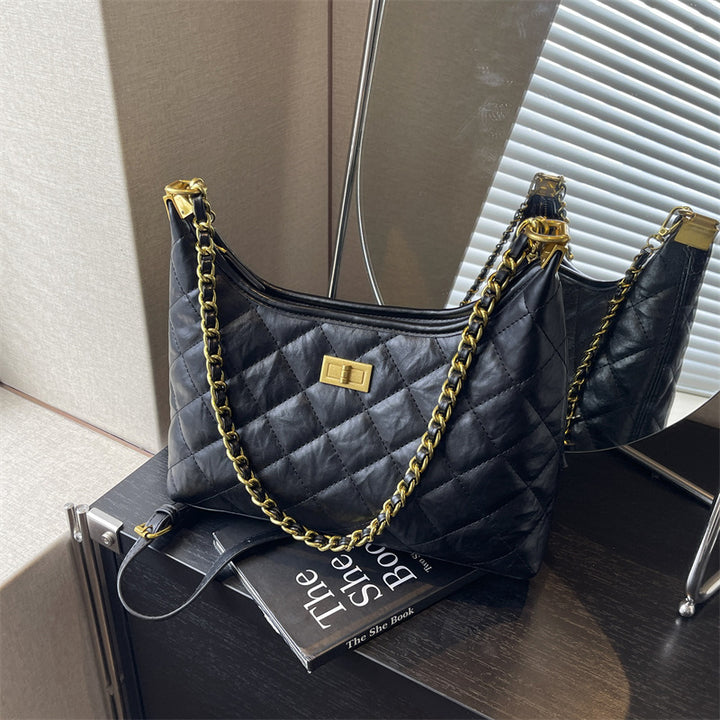 Quilted Chain-Handle Shoulder Bag