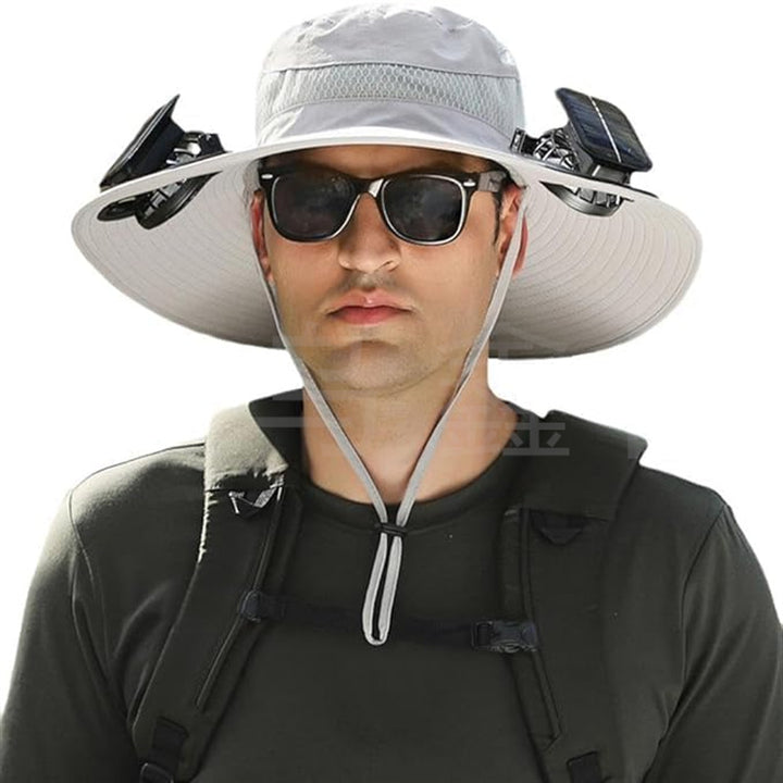 sun hat with solar-powered fan and wide brim Stornfield