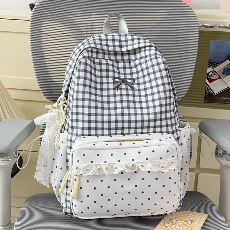 Playful Gingham Print School Backpack Stornfield