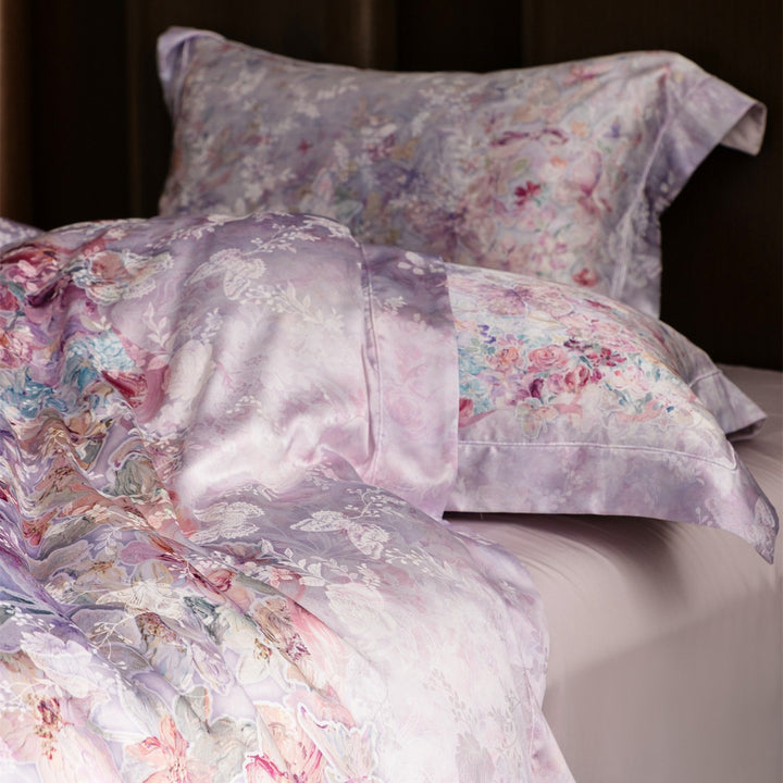 Luxury Floral Satin-Feel Duvet Cover Set