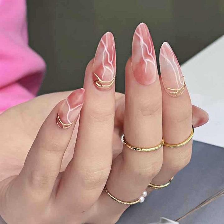 Premium Marble Effect Press-On Nail Set Stornfield
