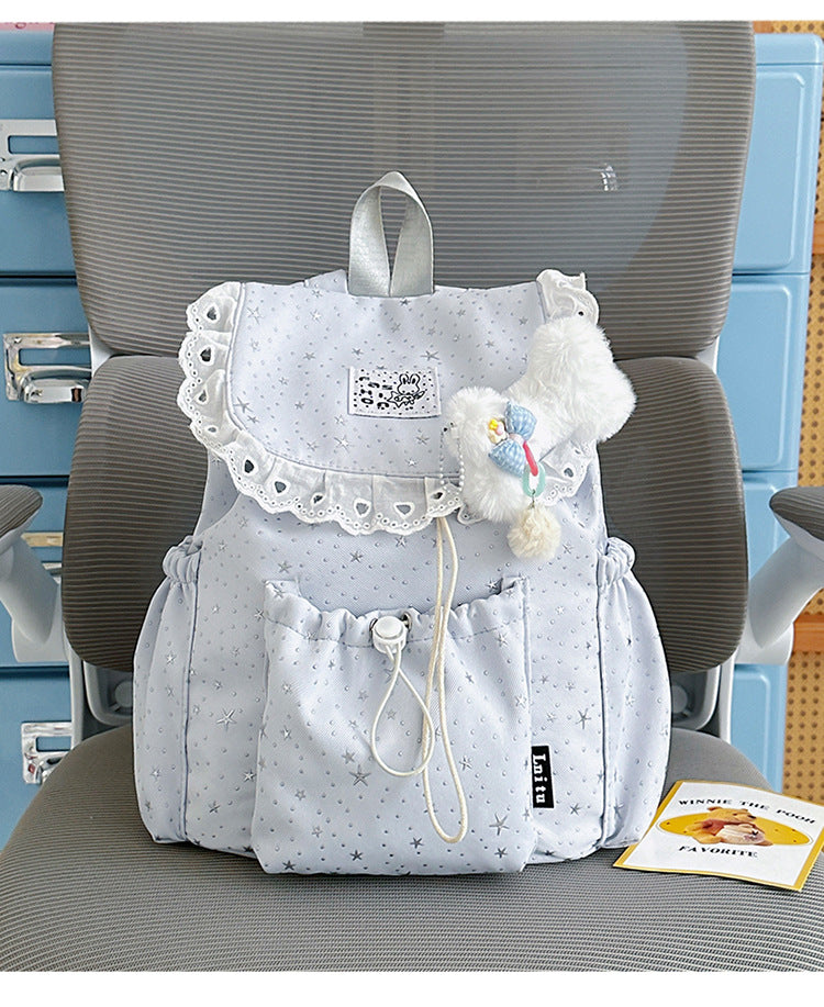 Star Print Ruffled Backpack Stornfield