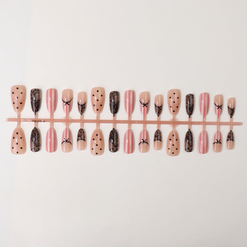 Elegant Lace-Inspired Press-On Nail Set Stornfield