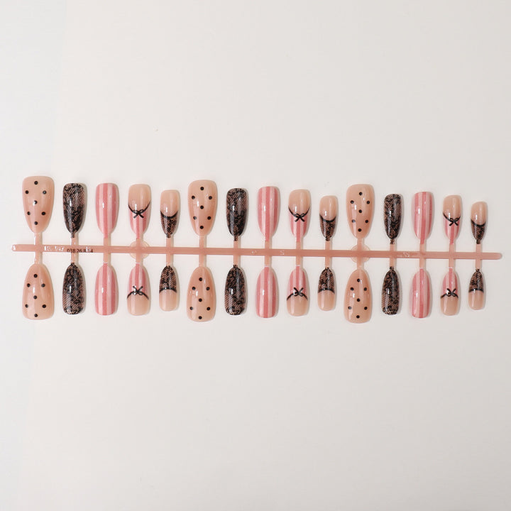 Elegant Lace-Inspired Press-On Nail Set Stornfield