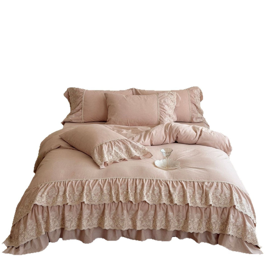 Romantic Ruffled Lace Duvet Cover Set
