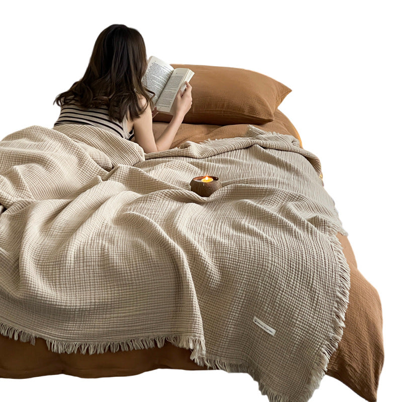 Cozy Waffle Knit Throw Blanket