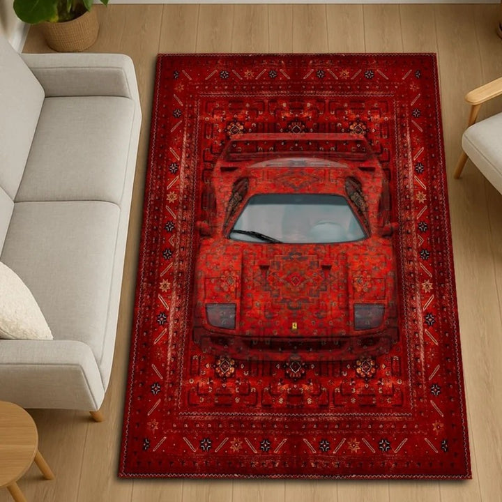 Decorative Auto-Themed Area Rug