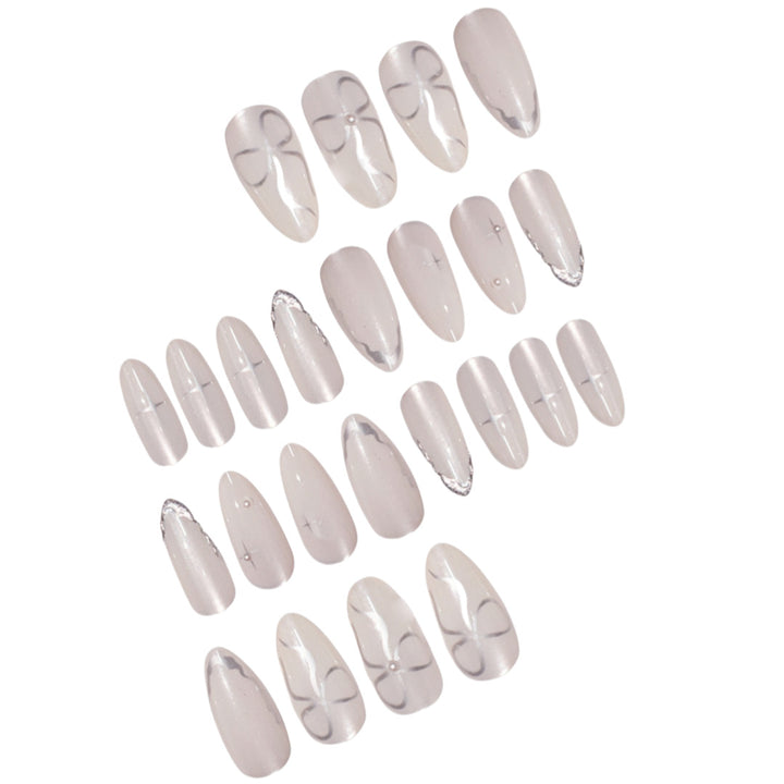 Elegant Stiletto Nail Art Extensions with Silver Accents Stornfield