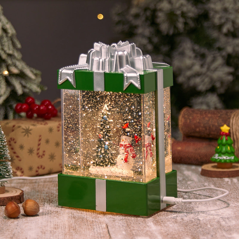 Illuminated Christmas lantern with snow and Christmas motif Stornfield