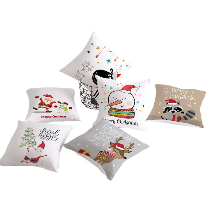 Square Decorative Throw Pillow Cover with Festive Bear Illustration and Concealed Zipper