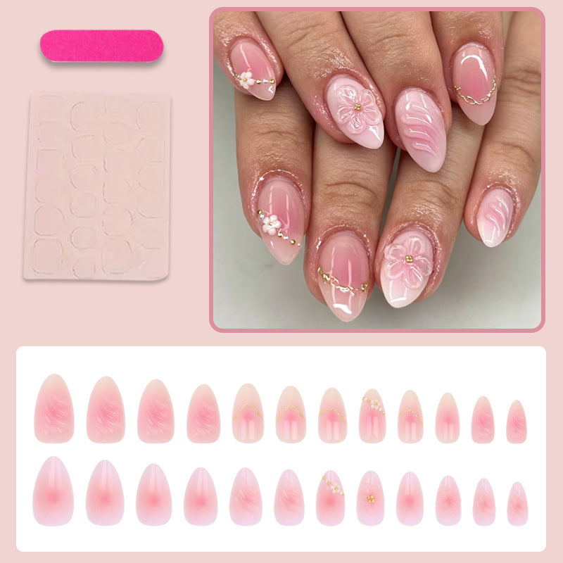 Acrylic nail set with delicate flower and ombre designs Stornfield