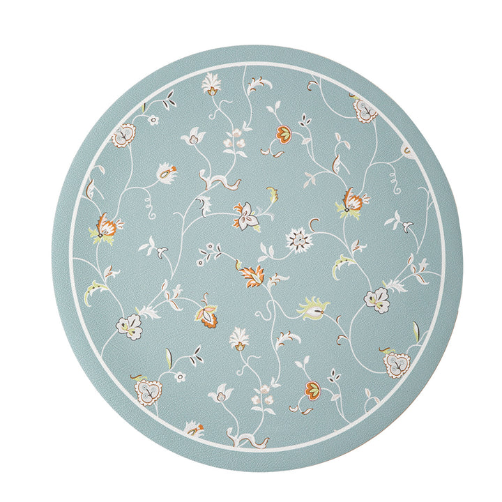 Round decorative rug with floral animal illustration and fine jacquard structure Stornfield