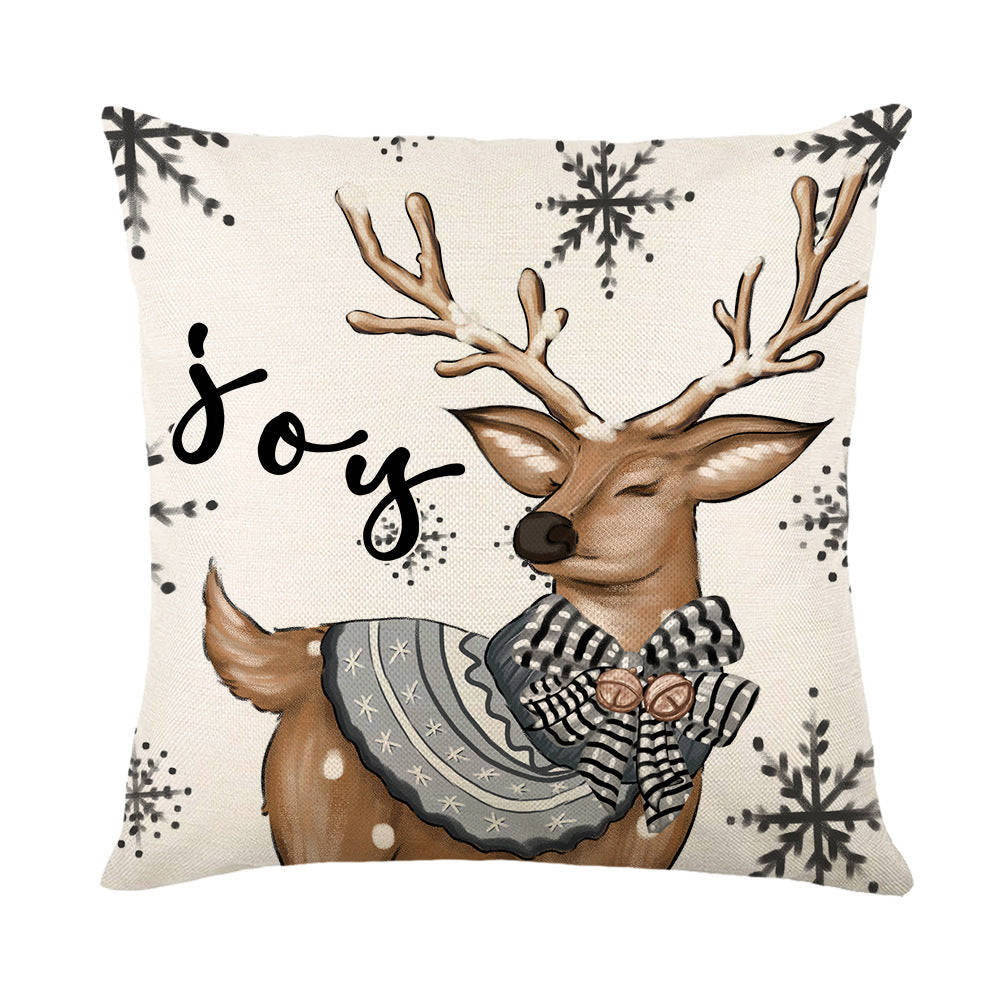 Decorative Plaid Basket Holiday Throw Pillow Cover with Botanical Cedar Sprigs and Striped Bow Accent