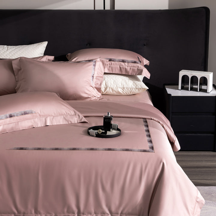 Luxury Egyptian Cotton Sateen Bedding Set with Embroidered Border