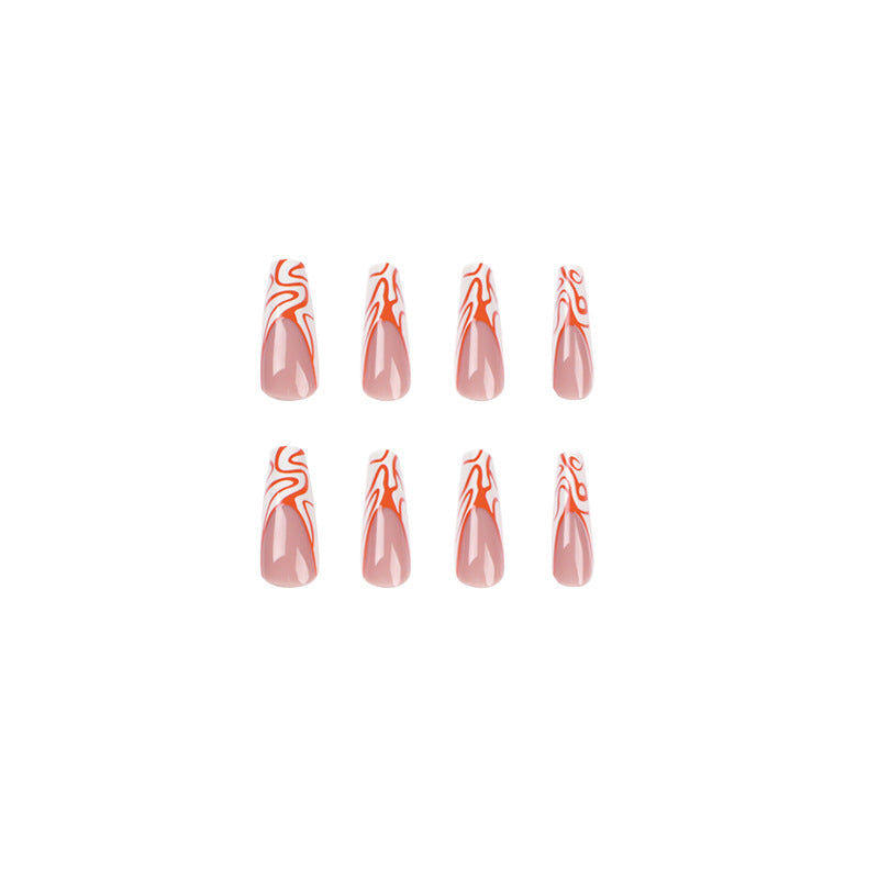 Artistic Nail Extensions with Modern Wave Pattern Stornfield