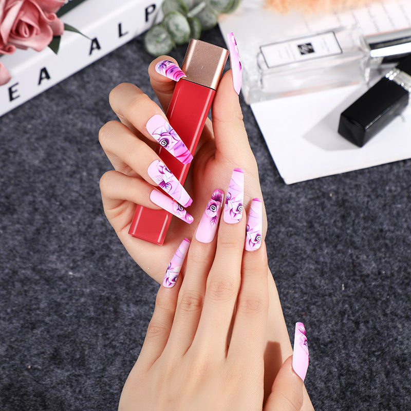Artistic Nail Tips with Floral Design Stornfield