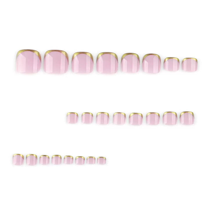 Artificial nail set with luxurious golden tips and glossy finish Stornfield