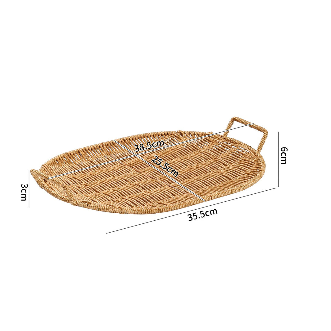 Handwoven Round Serving Tray with Ergonomic Handles Stornfield