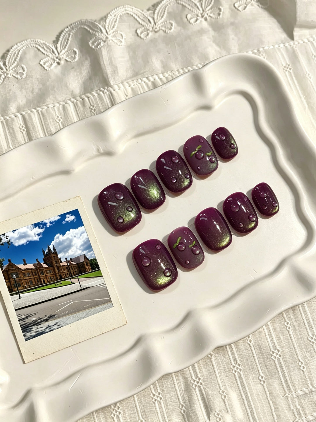 Decorative Press-On Nail Art Set with 3D Accents