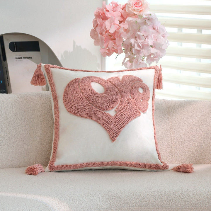 Playful decorative cushion with heart design