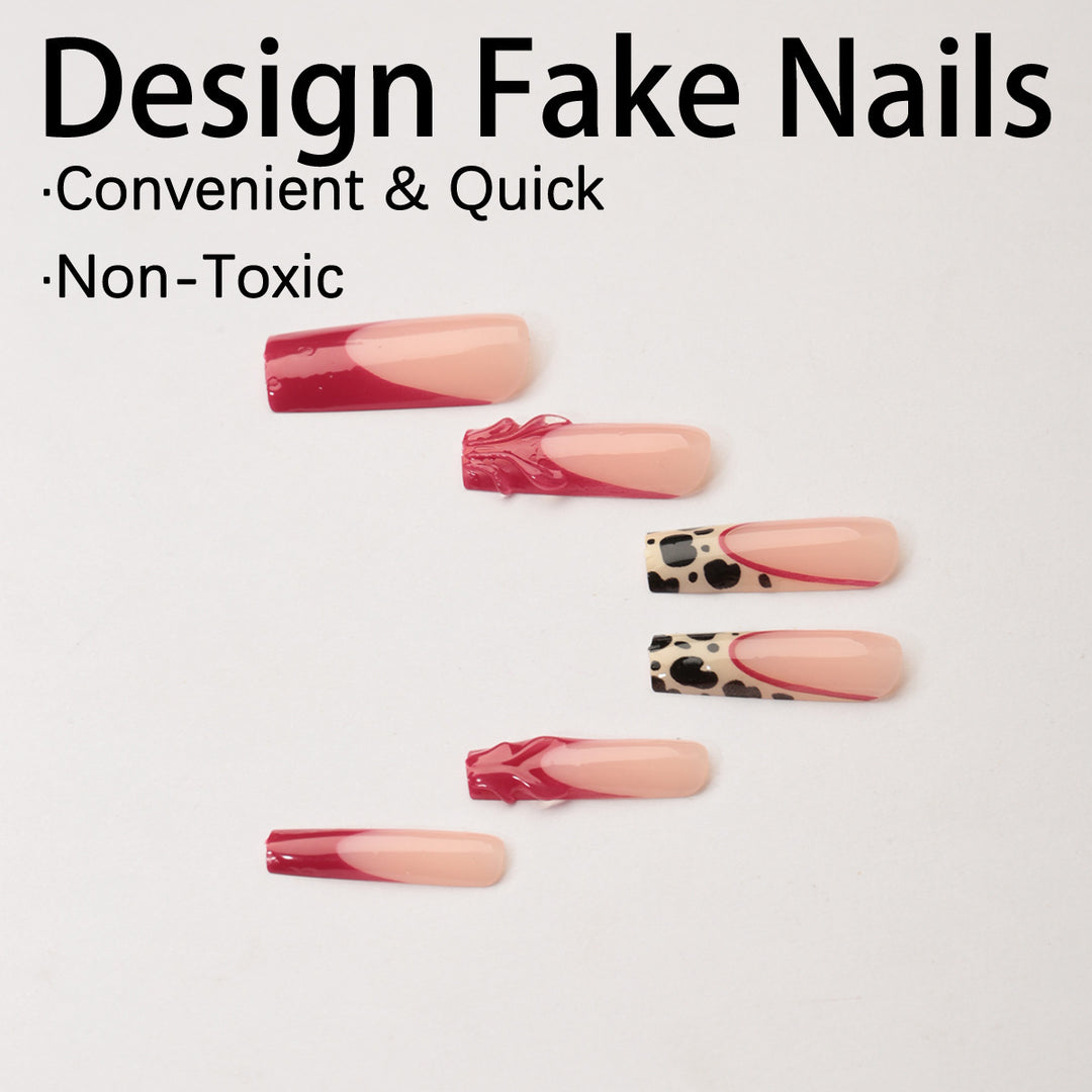Nail set with leopard and luxurious glitter finish Stornfield