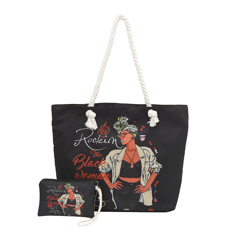 WoStylish Graphic Print Beach Tote Bag Stornfield