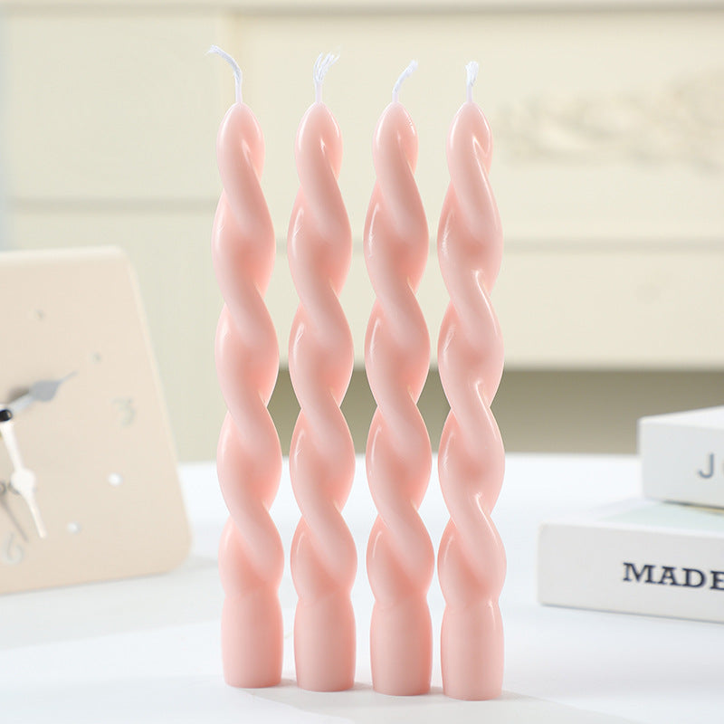 Twisted Spiral Taper Candle Set for Tabletop Decor