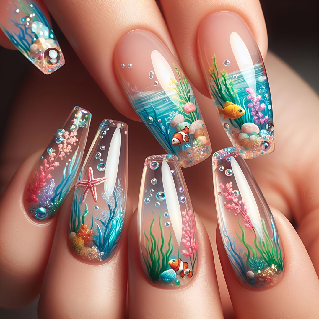 Artificial nails with underwater motif Stornfield