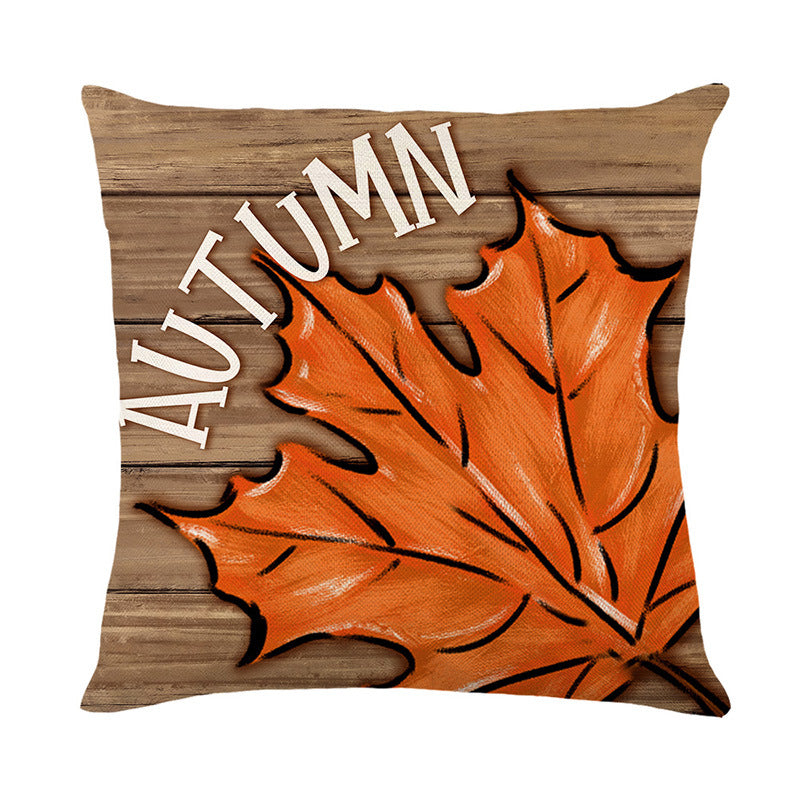 Autumn Harvest Decorative Throw Pillow Cover with Rustic Pumpkin Print