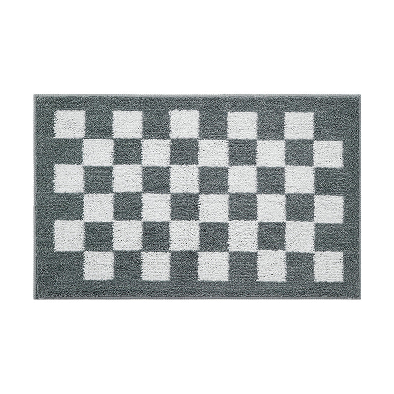 Luxurious Plush Checkerboard Bath Mat