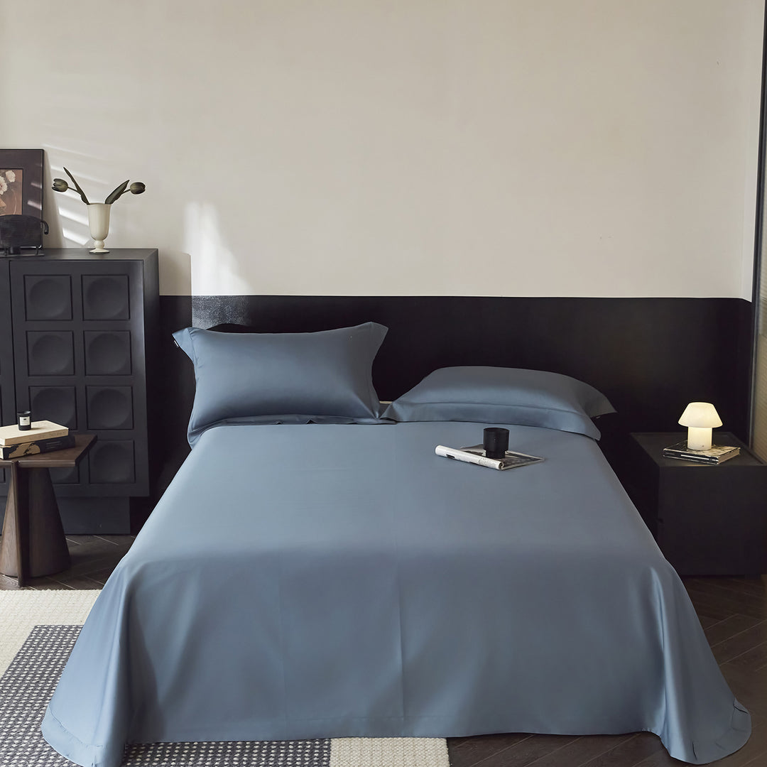 Hotel-Style Long-Staple Cotton Percale Bed Sheet Set with Deep-Pocket Fitted Sheet and Oxford Pillowcases