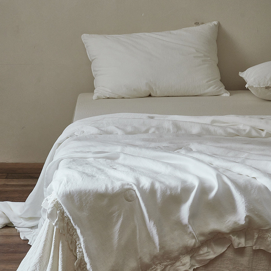 Decorative bed skirt with gathered ruffle and soft cotton blend