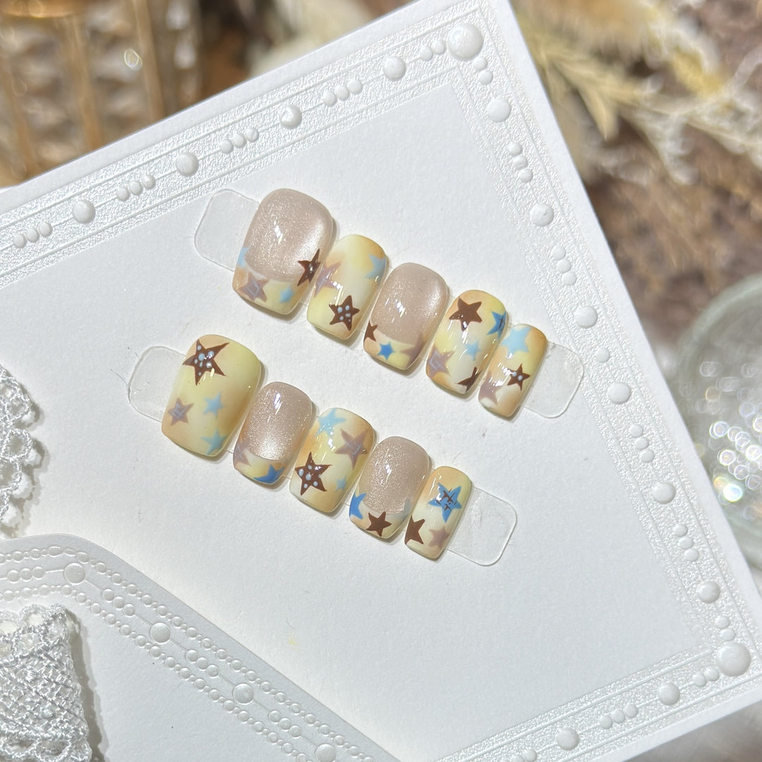 Press-On Nail Art Set with Star Accents Stornfield