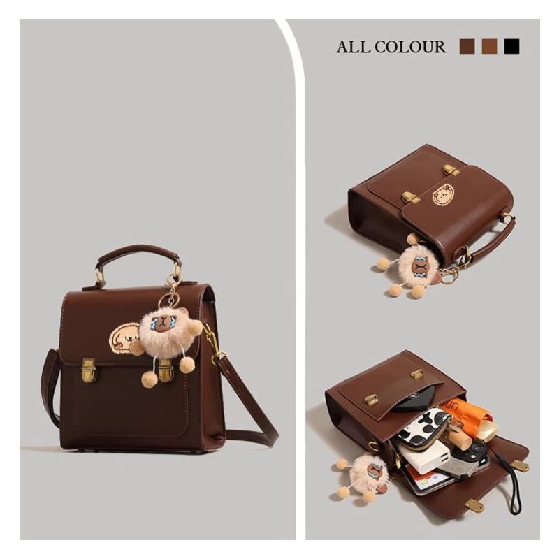 Playful Cartoon-Embroidered Satchel Bag Stornfield